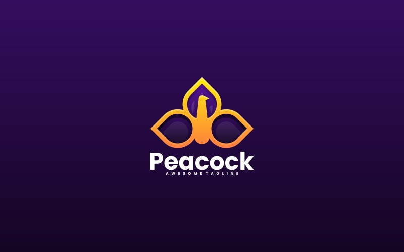 Peacock Line Art Gradient Logo Style Logo Template