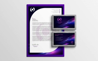 Abstract Neon Wave Letterhead And Business Card Design - Corporate Identity