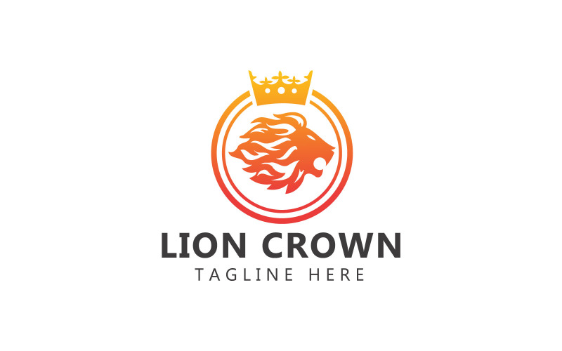 King Royal Estate Logo And Lion Head with Crown Logo Template