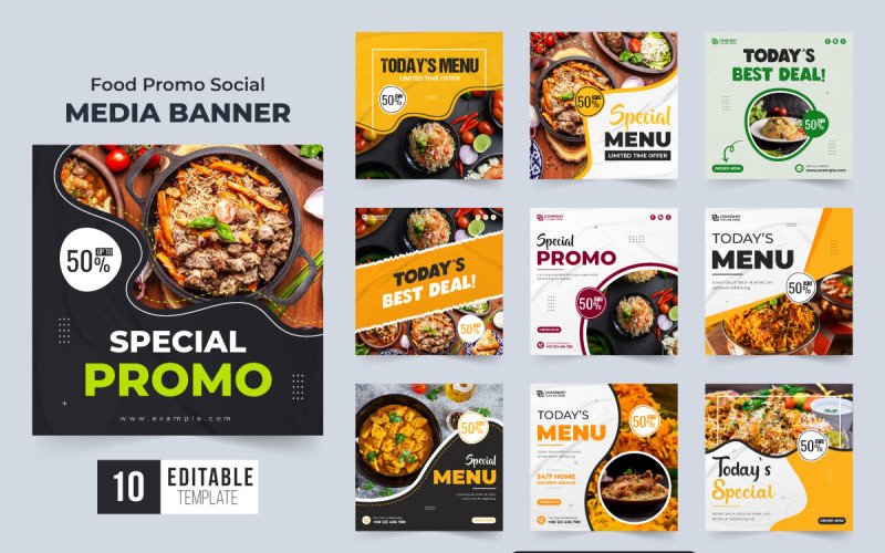 Food menu promotional poster vector Social Media
