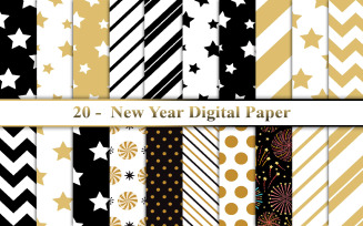 New Year Digital Paper, New Year Pattern