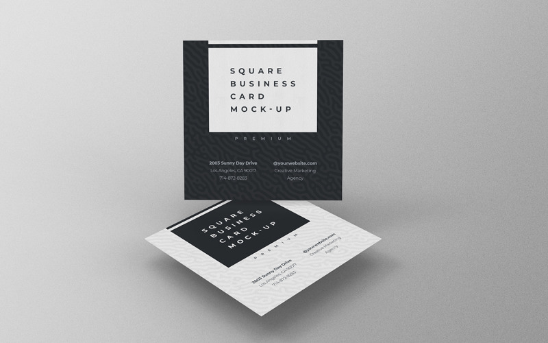 Square Business Card Mockup PSD Template Vol 21 Product Mockup