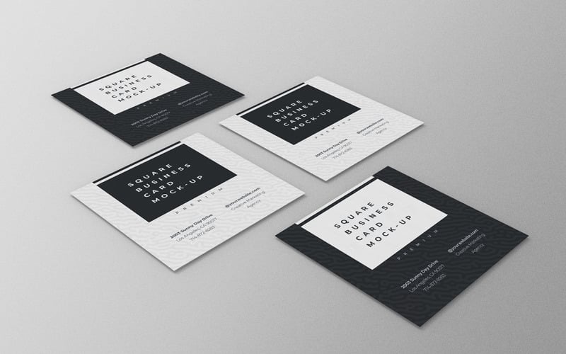 Square Business Card Mockup PSD Template Vol 26 Product Mockup
