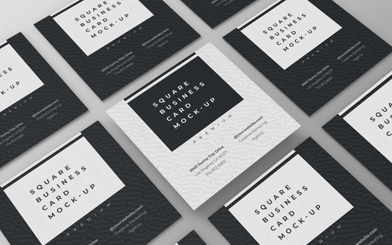 Square Business Card Mockup PSD Template Vol 27 Product Mockup