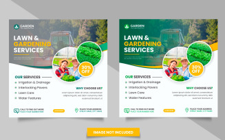 Agricultural and farming services social media post and lawn mower gardening social media banner