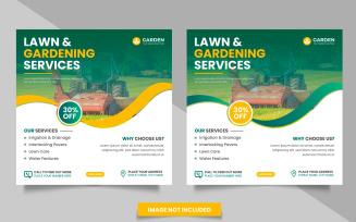Vector agricultural and farming services social media post and lawn mower social media banner