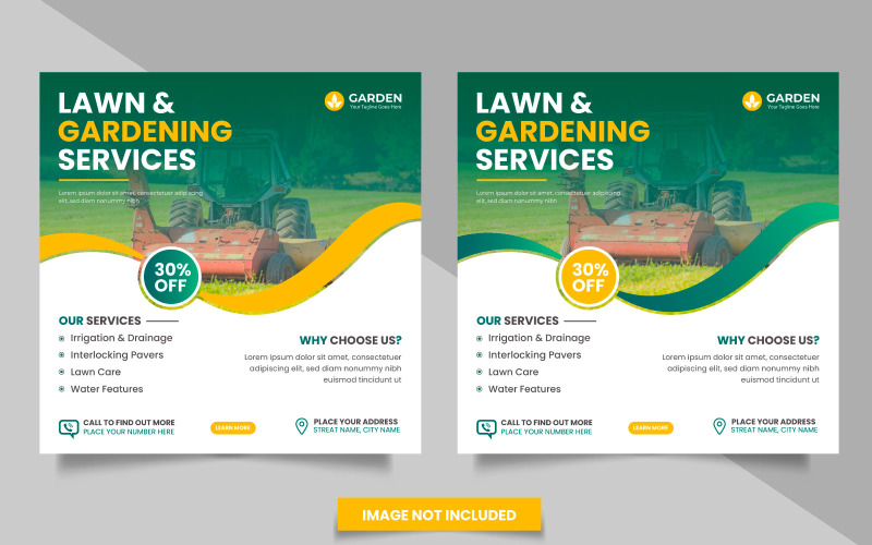 Vector agricultural and farming services social media post and lawn mower social media banner Illustration