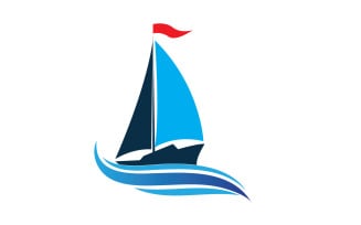 Ocean Cruise linear Ship Silhouette logo Vector 6