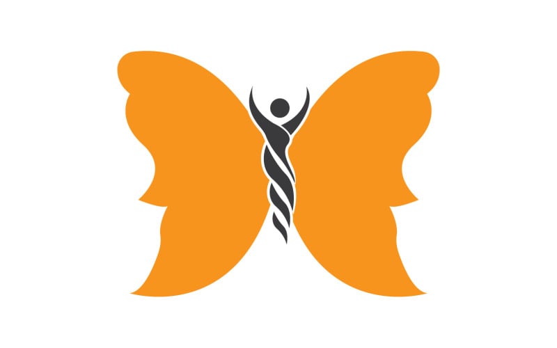 Beauty Flying Women Vintage Butterfly Logo 2 Logo Template