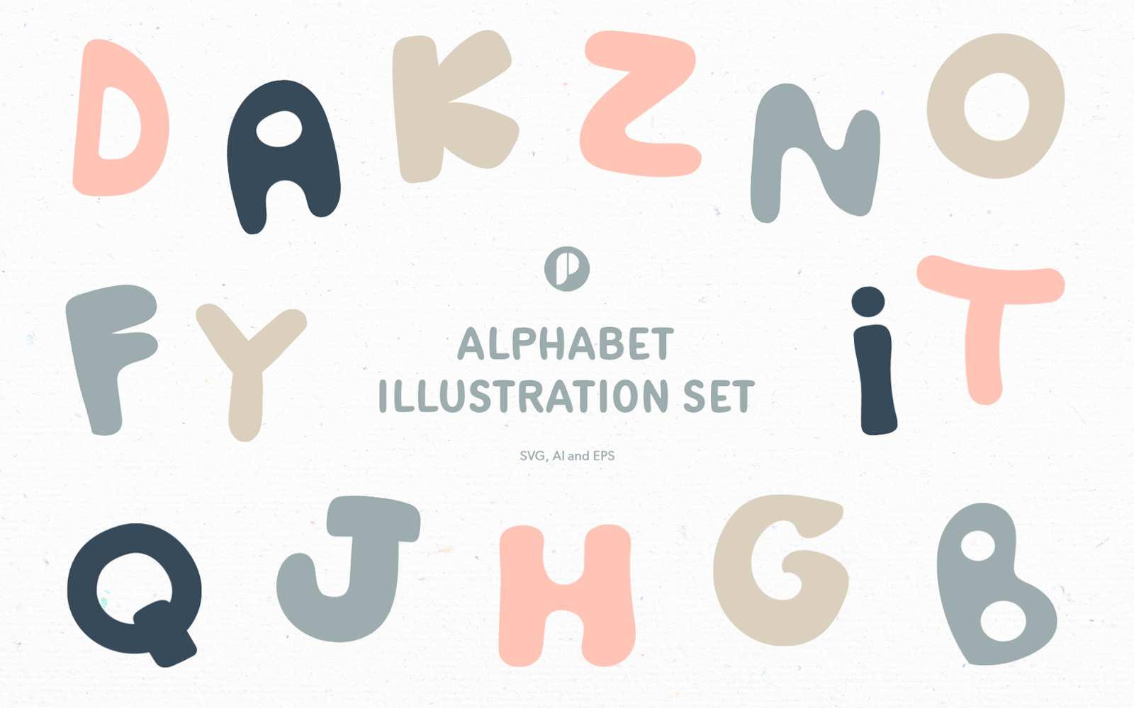 Fatty abstract alphabet illustration set