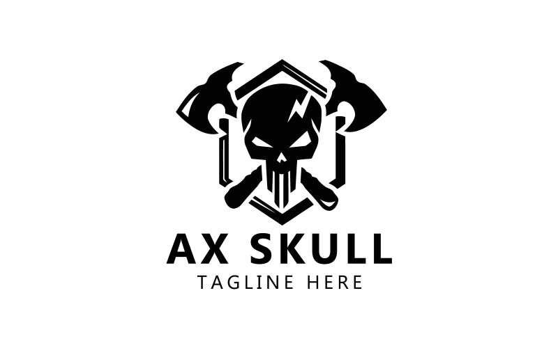 Ax Skull Logo And Vintage Lumberjack Skull With Axes Template Logo Template