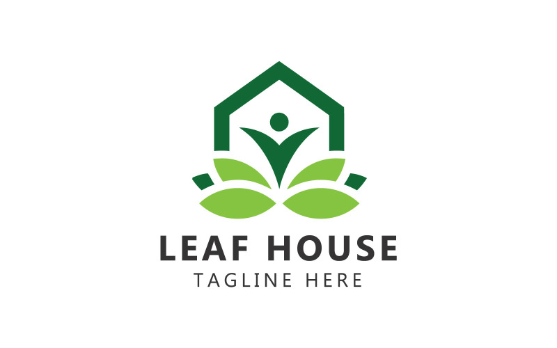 Green House Logo And Leaf House Logo Template
