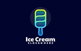 Ice Cream Line Art Gradient Logo