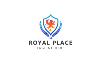 Royal Place Logo And Vintage Emblem with Lion Logo Template