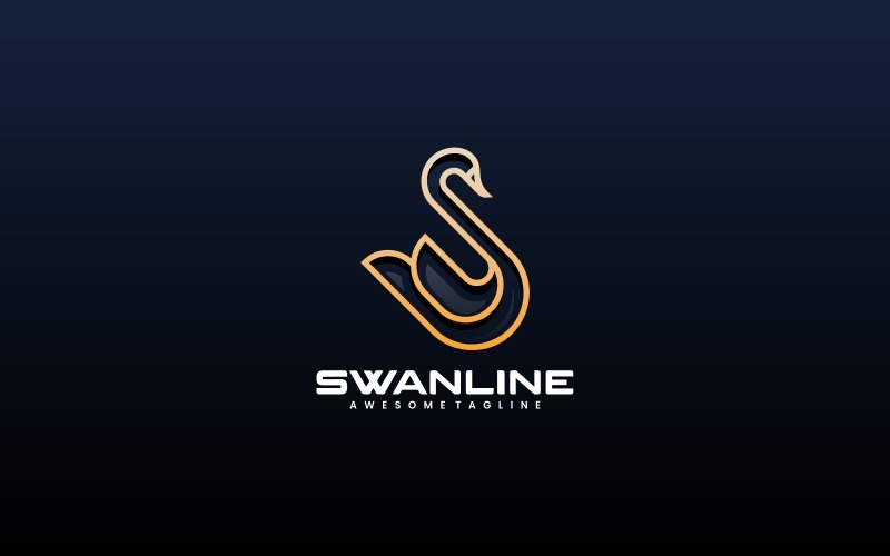 Swan Line Art Logo Style 5 Logo Template