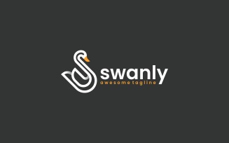 Swan Line Art Logo Style 6