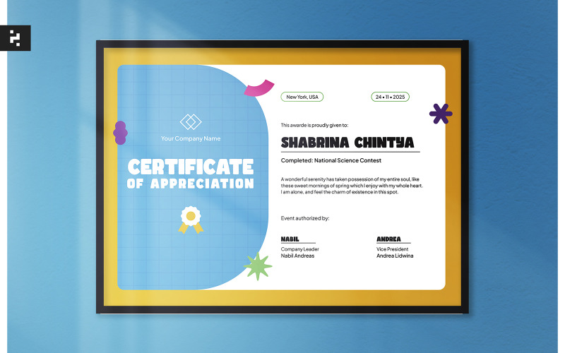 Modern Colorful Certificate Template Corporate Identity
