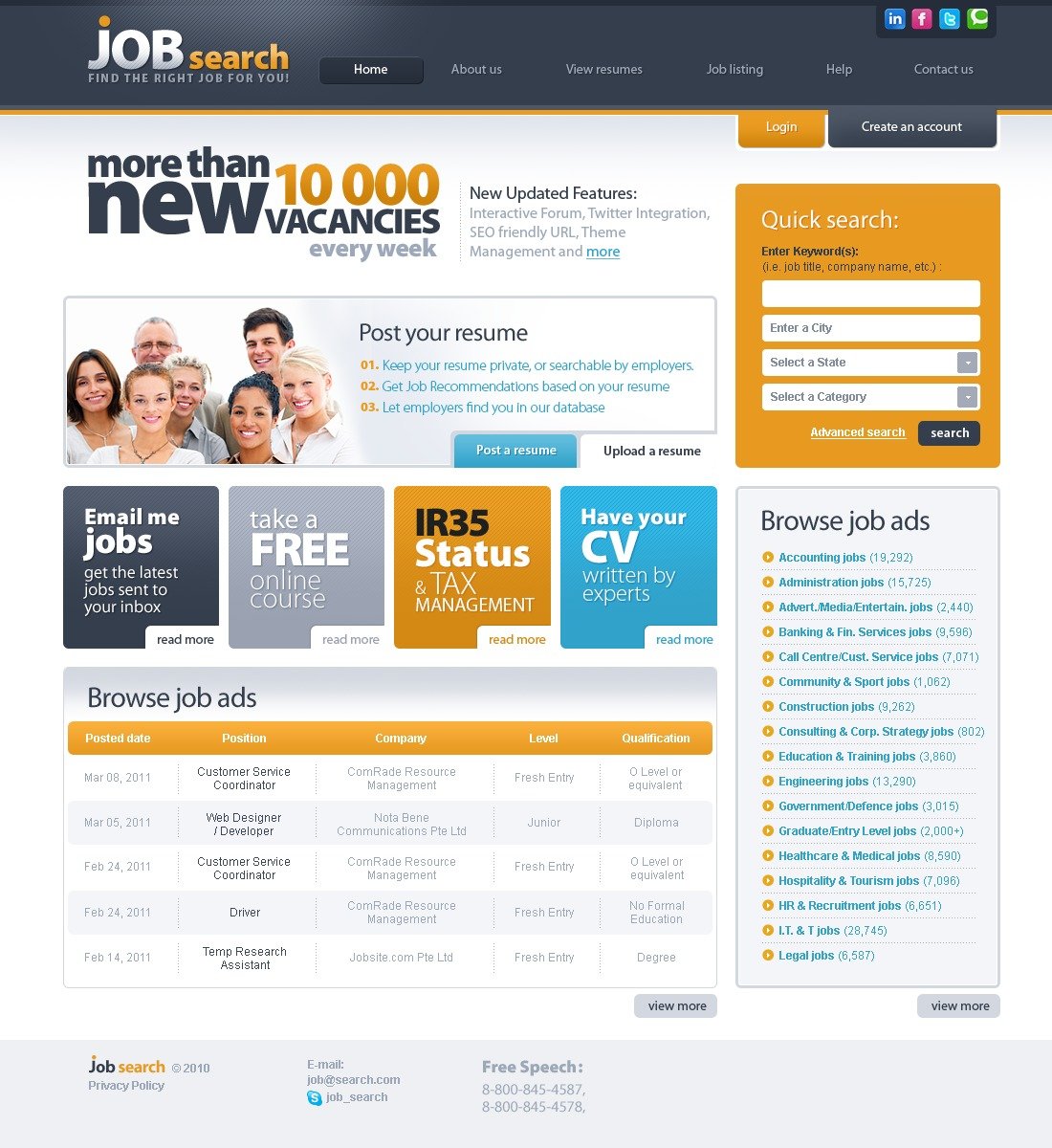 Free Job Portal Website Templates