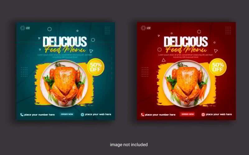 Food social media post for advertising discount sale offer template vecor Illustration