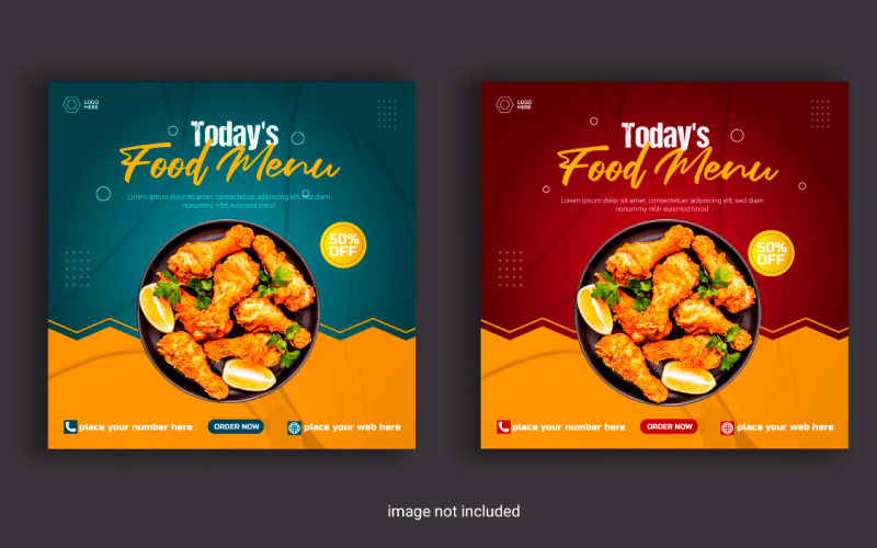 Food social media post for advertising discount sale offer template Illustration