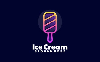 Ice Cream Line Art Gradient Logo 1