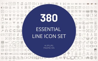 Icon Pack: Essential Set Lineal (380 Essential Icons)