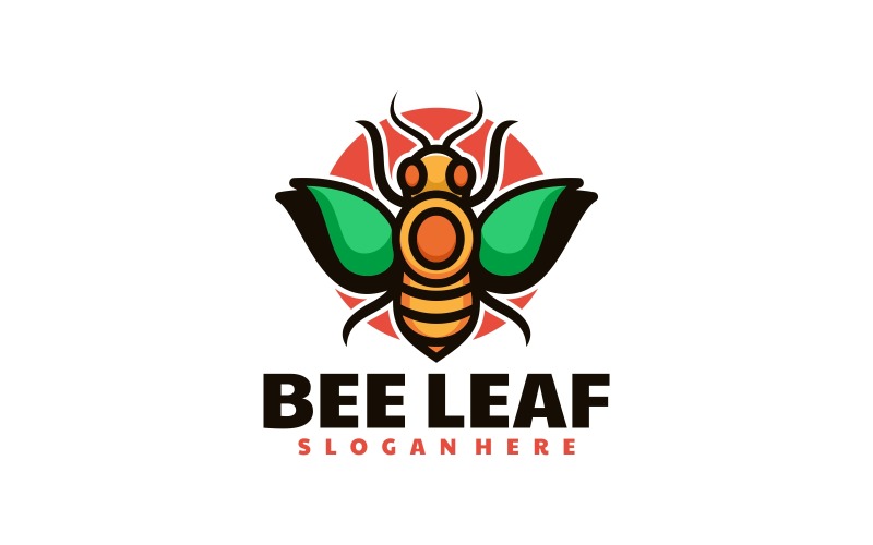 Bee Leaf Simple Mascot Logo Logo Template