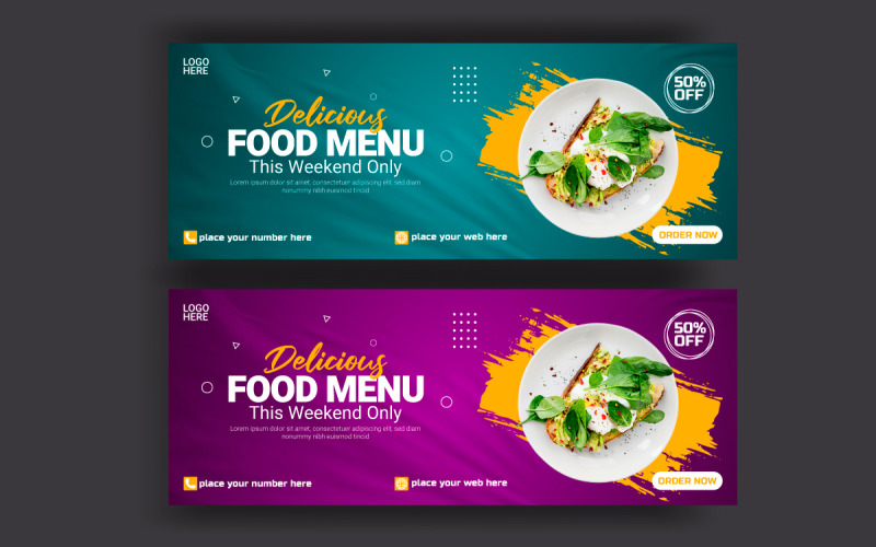 Food Social media cover advertising discount sale offer template social media food cover post Illustration