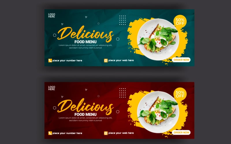 Food Social media cover banner advertising discount post Illustration