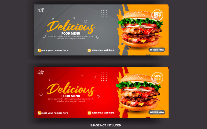 Food Social media cover banner advertising discount sale offer template Illustration