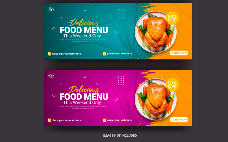 Food Social media cover banner advertising discount sale vector Illustration