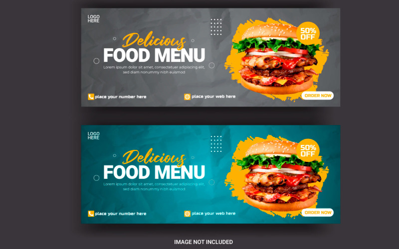 Food Social media cover banner advertising discount template social media food cover post design Illustration