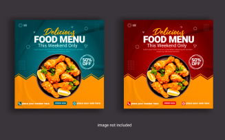Food social media post for advertising discount sale offer concept