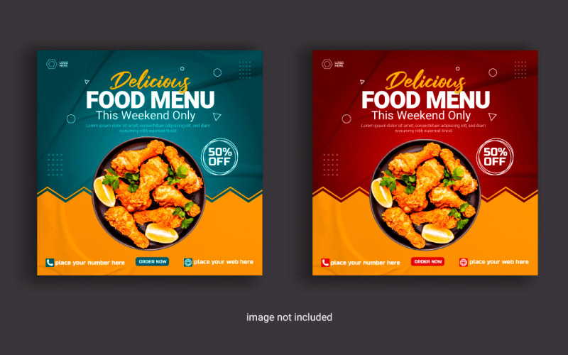 Food social media post for advertising discount sale offer concept Illustration