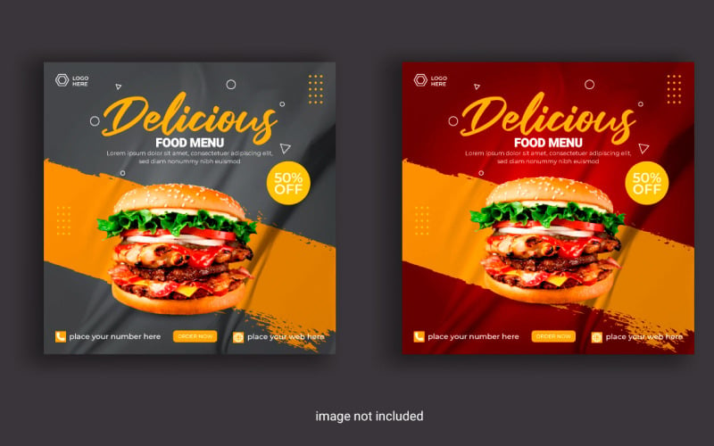 Food social media post for advertising discount sale offer design Illustration