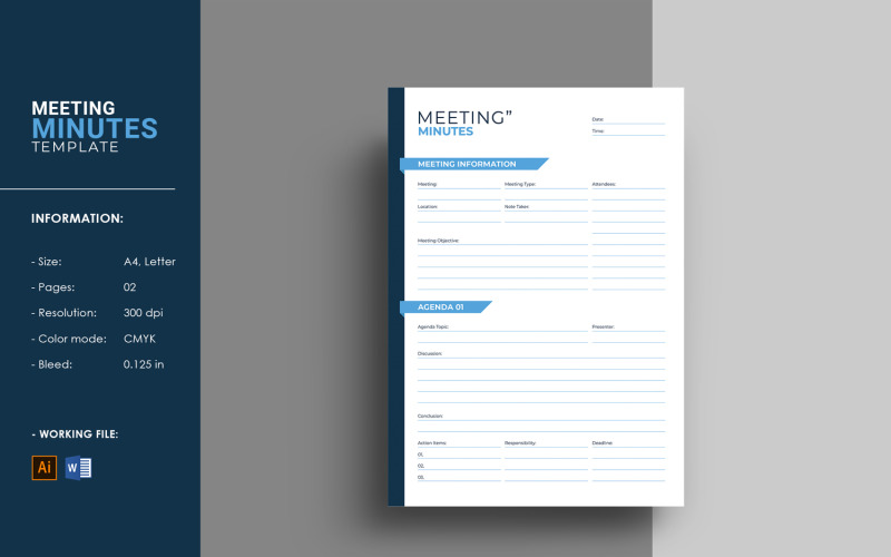 Meeting Minutes Printable Template Corporate Identity
