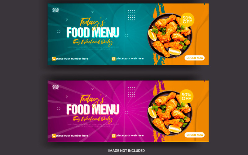 vector Food Social media cover banner advertising discount sale Illustration
