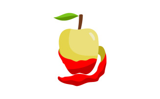 Red apple Fruit open Skin Logo