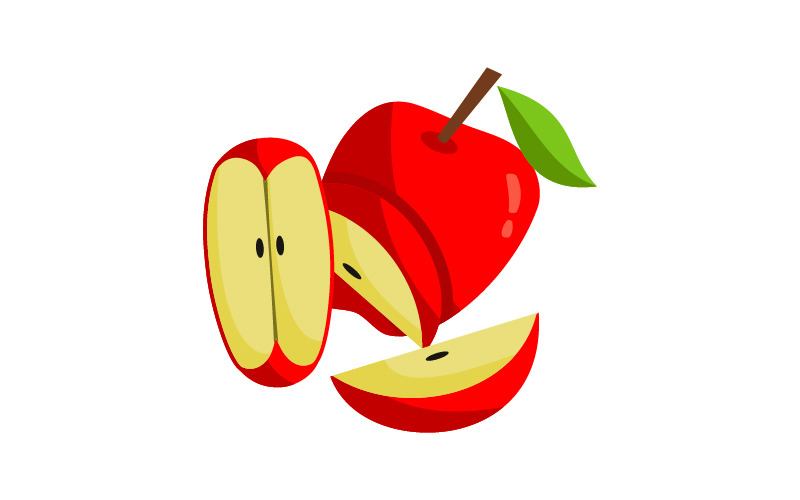 Red apple Fruit Slice Logo Logo Template