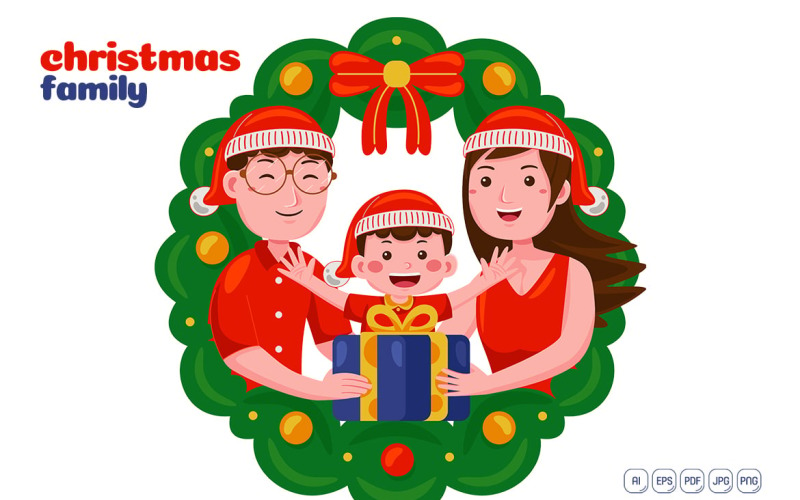 Christmas Family Vector Illustration Vector Graphic