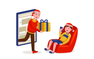 Christmas Online Shopping Vector Illustration #01