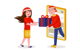 Christmas Online Shopping Vector Illustration #05