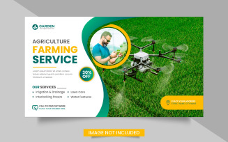 Agriculture service web banner bundle or lawn mower gardening landscaping banner design