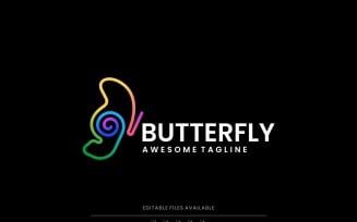 Butterfly Line Art Colorful Logo 1