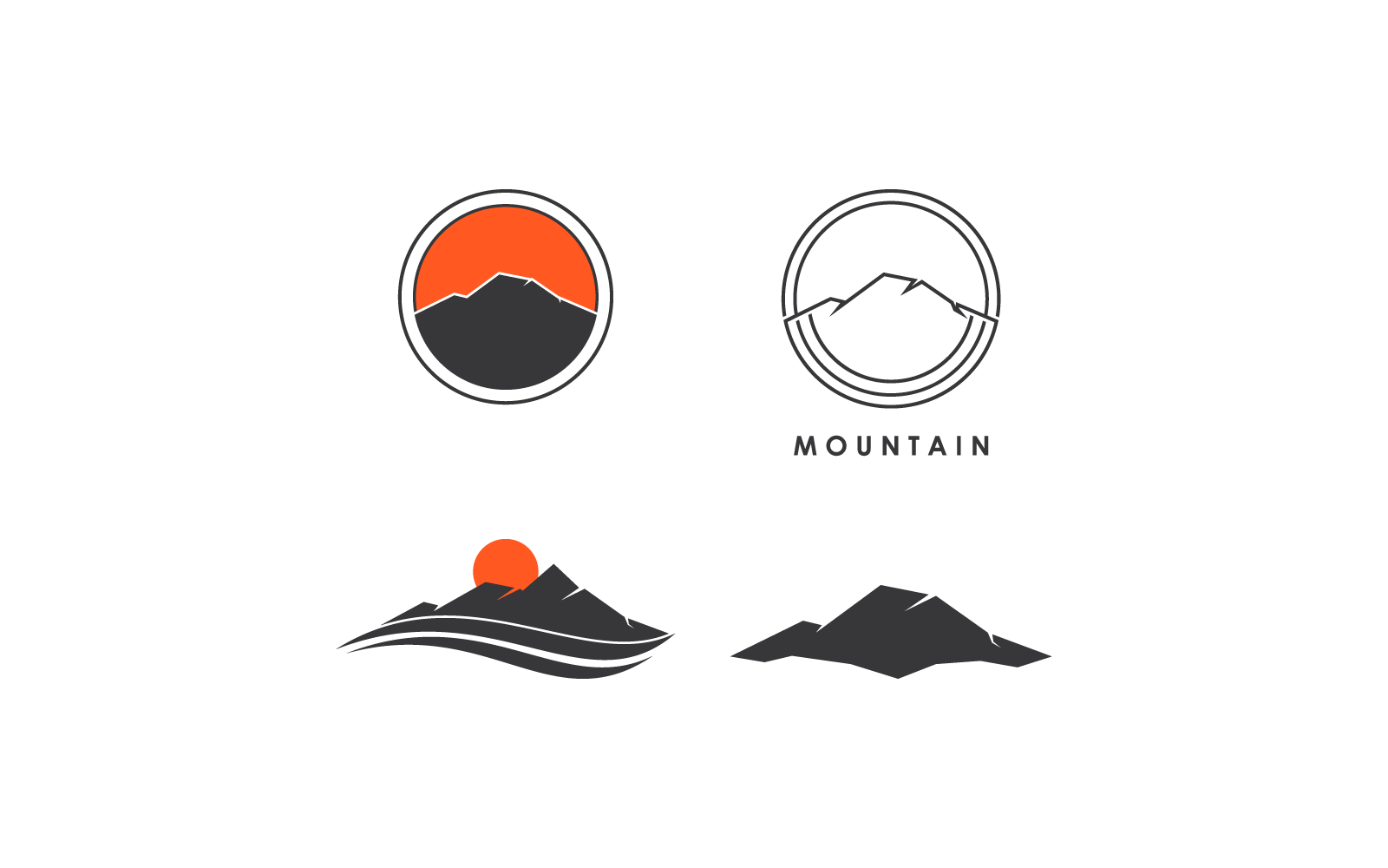 Conjunto de montaña ilustración logo vector diseño plano