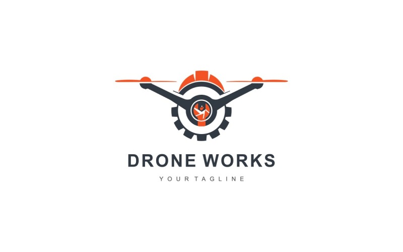 Drone Works, Drone Repair Logo Design Logo Template