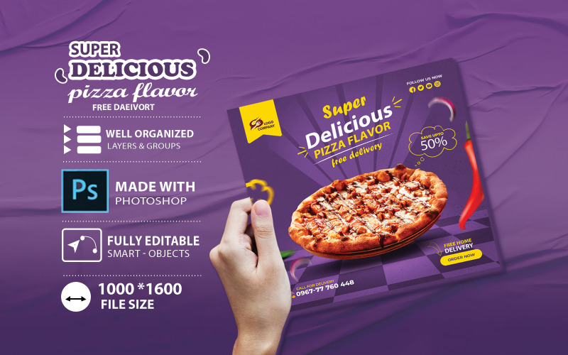 Food Flyer Template For Pizza With A Delicious Spicy Flavor Another Template Corporate Identity