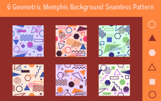 6 Geometric Memphis Background Seamless Pattern