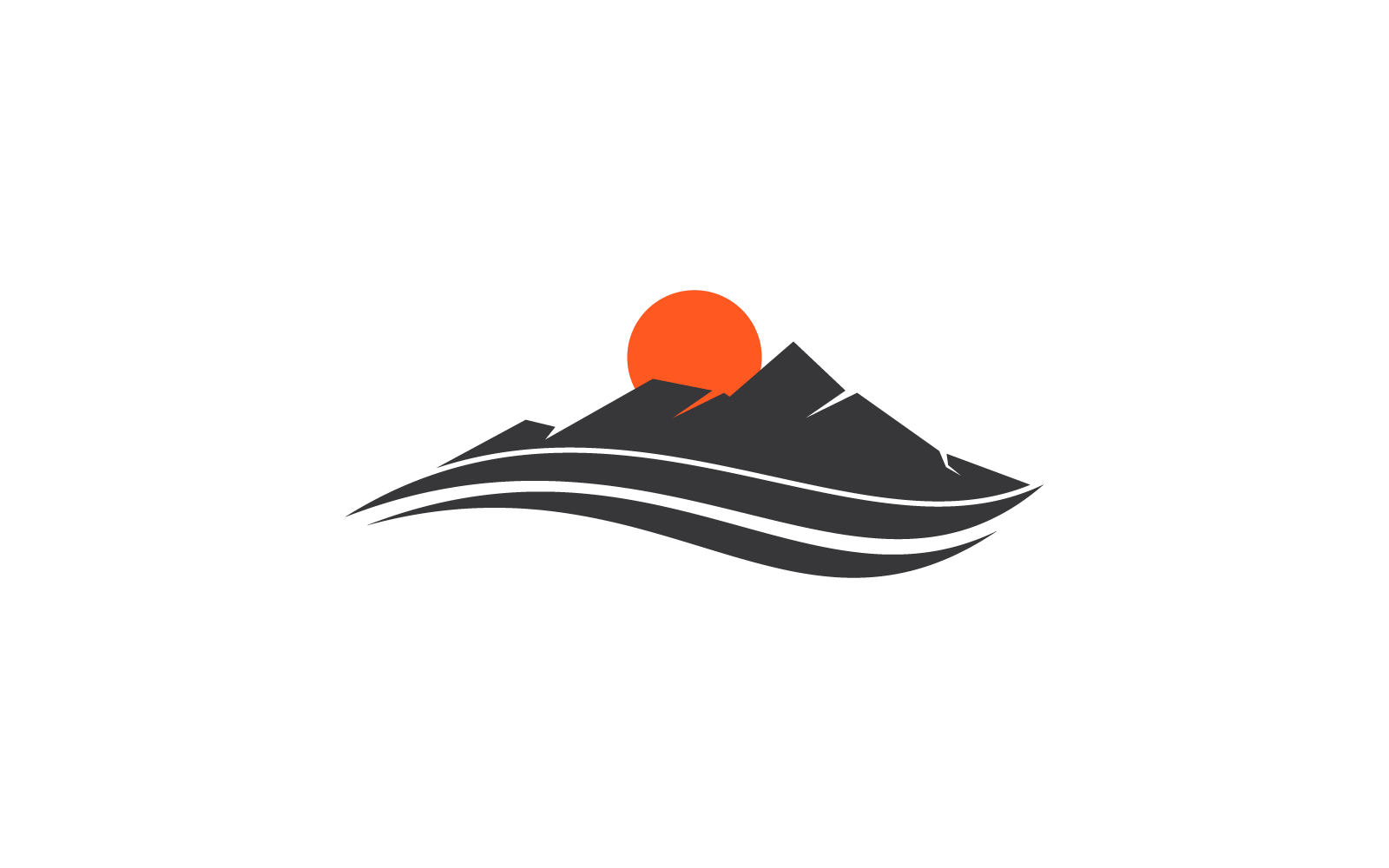 Góra i słońce ilustracja logo wektor Płaska konstrukcja szablonu