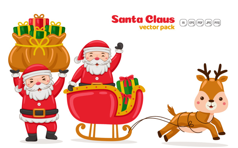 Santa Claus Characters Vector Pack #06 Vector Graphic